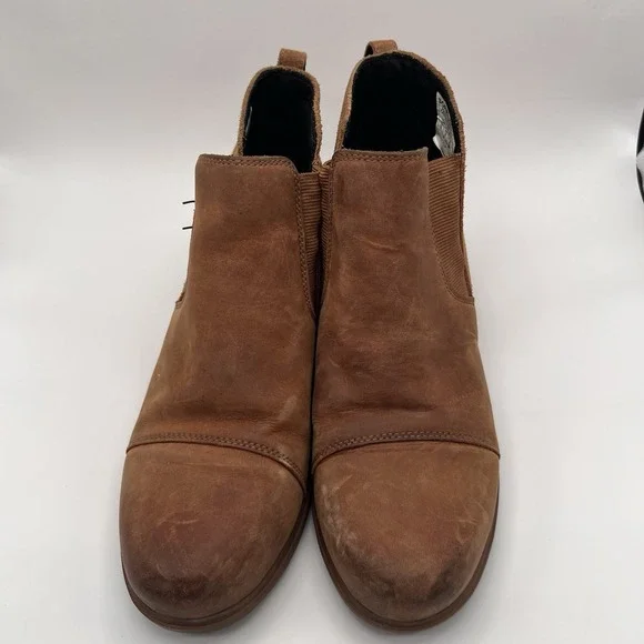 Sorel Womens Evie Boot Shoes II 10 Hidden Wedge Heel Brown Suede Chelsea Leather - Picture 4 of 8